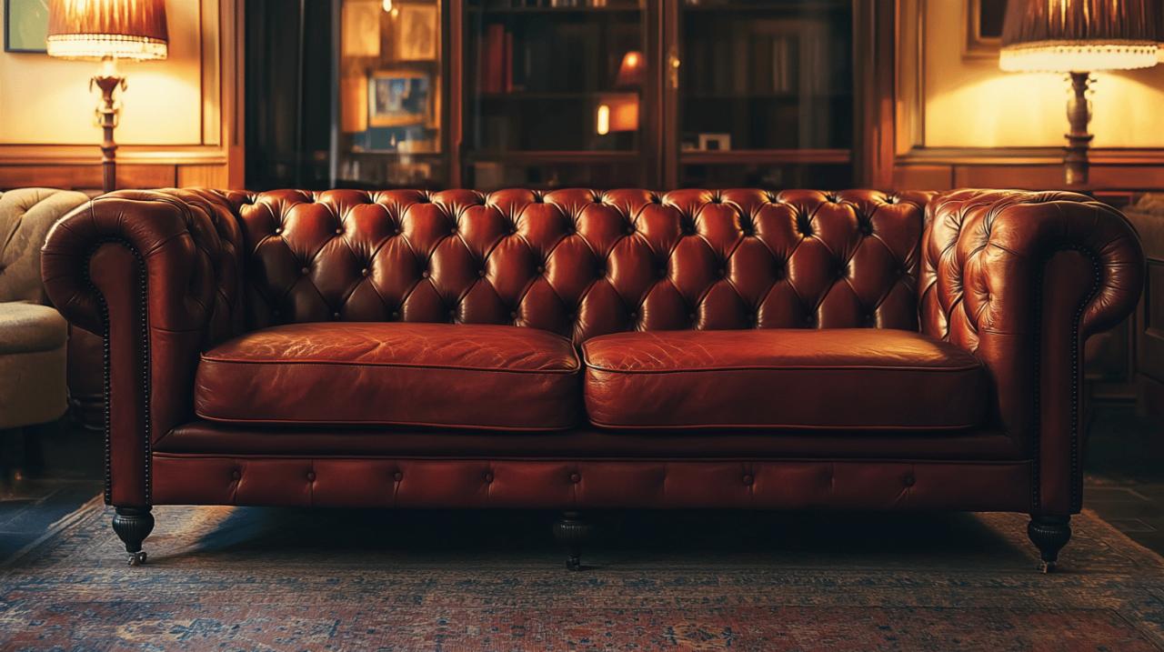 Comment restaurer un Canape type Chesterfield en cuir vintage avec revetement capitonne : guide complet