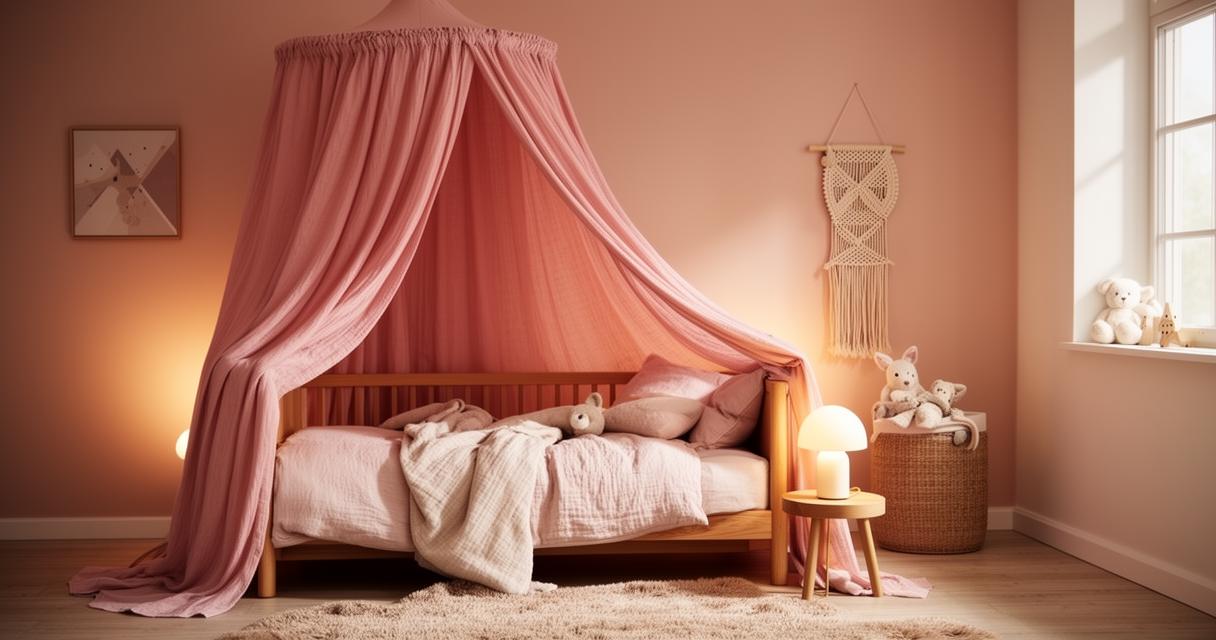 Comment créer un ciel de lit rose maison pour chambre de bébé : tutoriel en coton et gaze